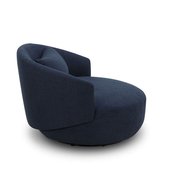 Liberty Furniture Haley Upholstered Swivel Cuddler Chair in Midnight