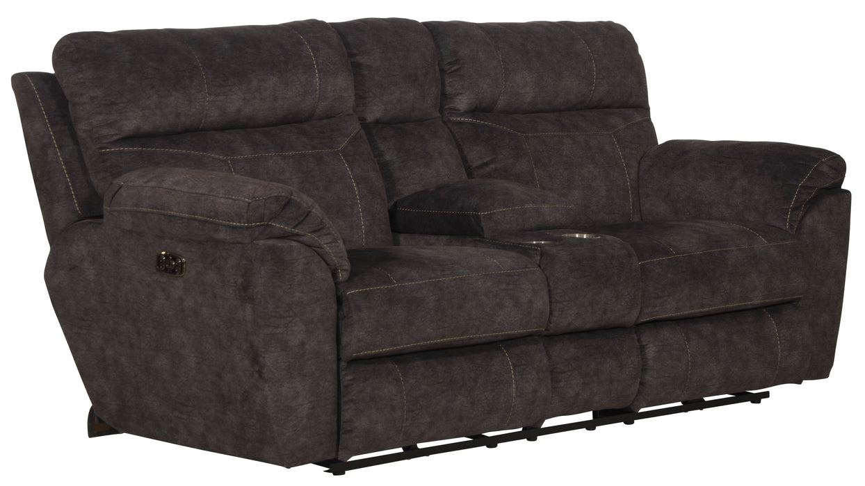Sedona Pwr Hdrst w/Lumbar Lay Flt Rcl Cnsl Loveseat w/Stg & Cphldrs - Gibson McDonald Furniture & Mattress 