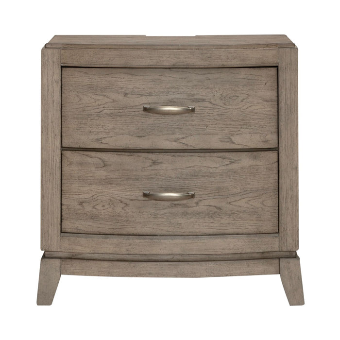 Avalon Nightstand with Charging Station in Burnished Beige - Gibson McDonald Furniture & Mattress 