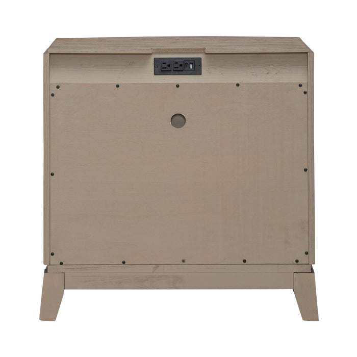 Avalon Nightstand with Charging Station in Burnished Beige - Gibson McDonald Furniture & Mattress 