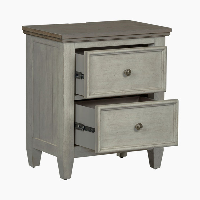 Heartland 2 Drawer Nightstand w/ Charging Station in Antique White - Gibson McDonald Furniture & Mattress 