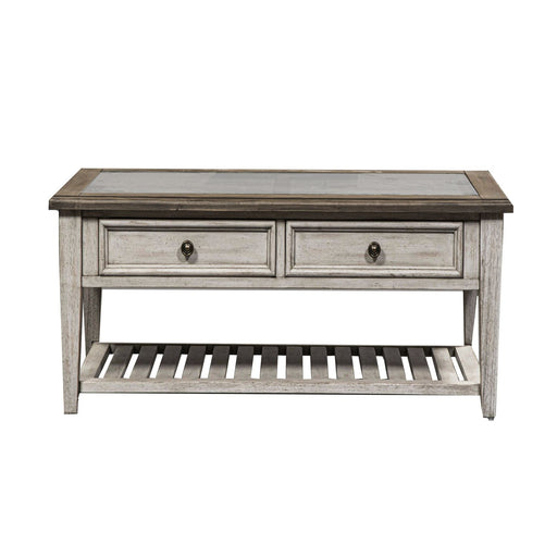 Heartland Rect Ceiling Tile Cocktail Table in Antique White - Gibson McDonald Furniture & Mattress 