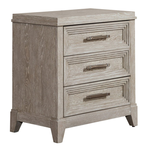 Belmar 3 Drawer Nightstand in Washed Taupe and Silver Champagne - Gibson McDonald Furniture & Mattress 