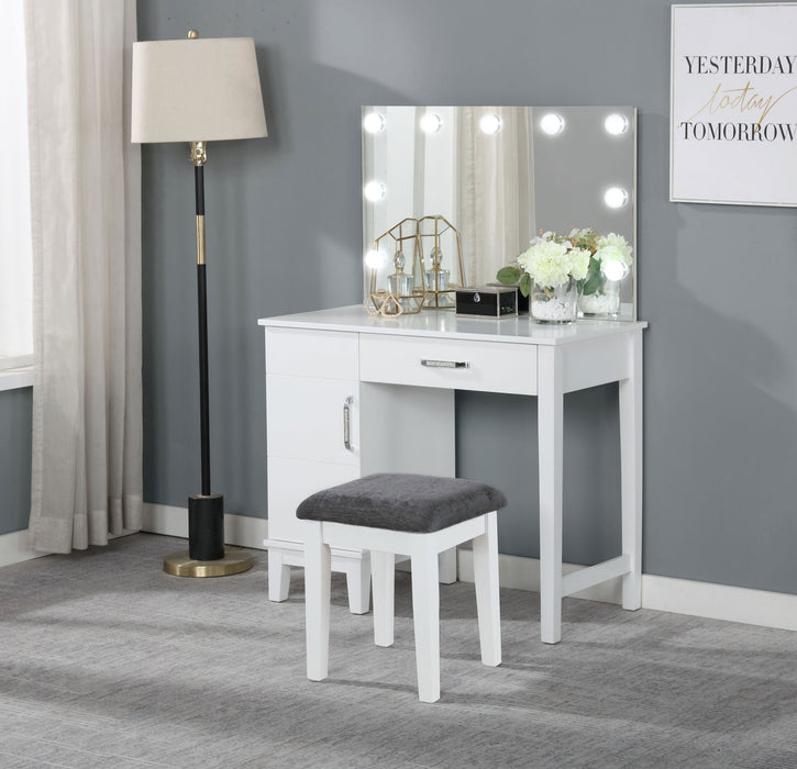 Elijah Makeup Vanity Table with LED Mirror and Stool - Gibson McDonald Furniture & Mattress 