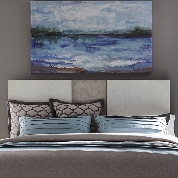 Liberty Furniture Mirage Cal King Travertine Panel Bed in Wirebrushed White