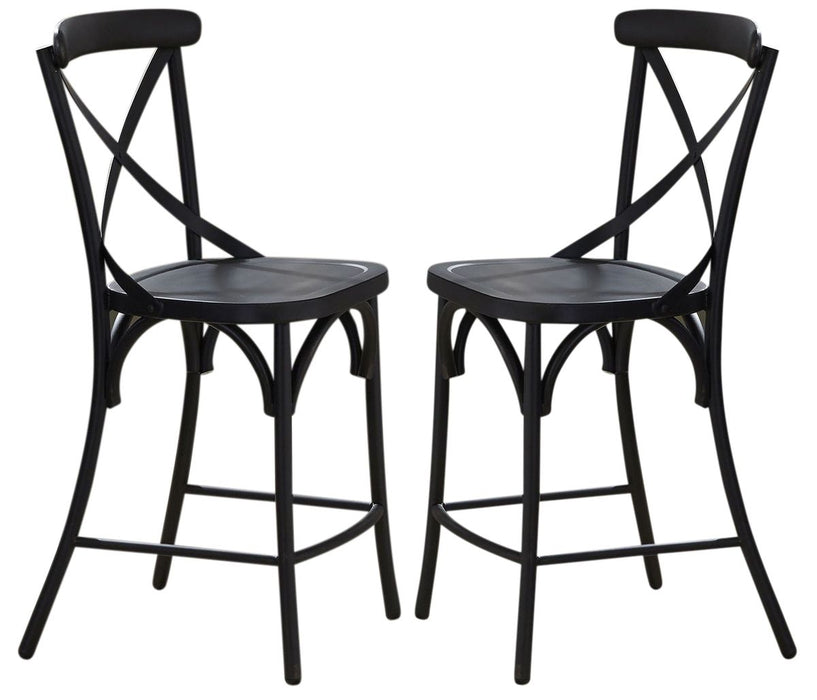 Liberty Furniture Vintage Dining Series X-Back Counter Chair in Black (Set of 2) image