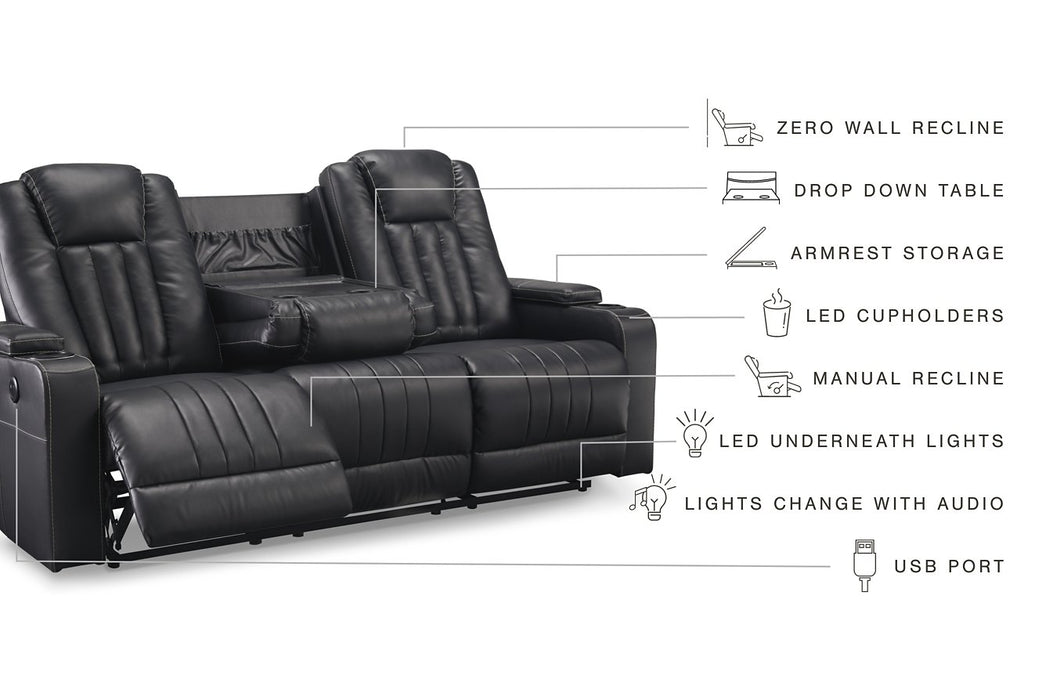 Center Point Reclining Sofa with Drop Down Table - Gibson McDonald Furniture & Mattress 