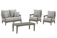 Visola Outdoor Loveseat, Lounge Chairs, Coffee Table - Gibson McDonald Furniture & Mattress 