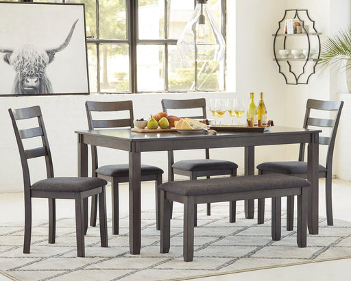 Bridson Dining Table and Chairs with Bench (Set of 6) - Gibson McDonald Furniture & Mattress 