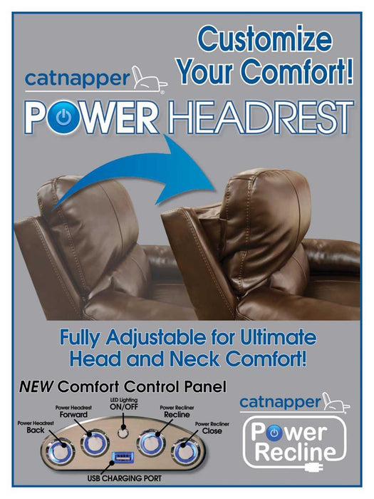 Catnapper Thornton Power Headrest/Power Lay Flat Recliner in Black - Gibson McDonald Furniture & Mattress 