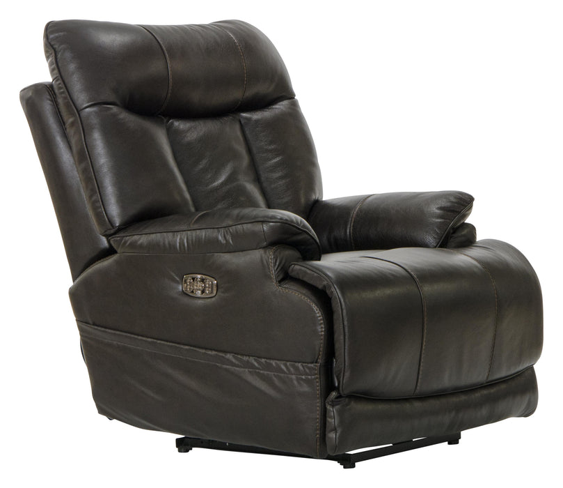 Naples Leather Power Lay Flat Recliner with Power Adjustable Headrest, Power Adjustable Lumbar Support and Extra Extension Footrest - Gibson McDonald Furniture & Mattress 
