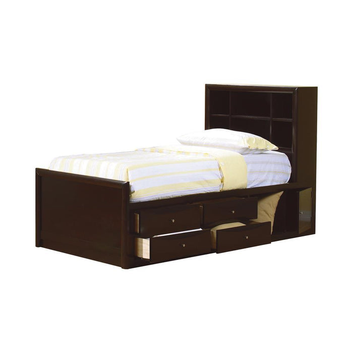 Phoenix Twin Bookcase Bed with Underbed Storage Cappuccino