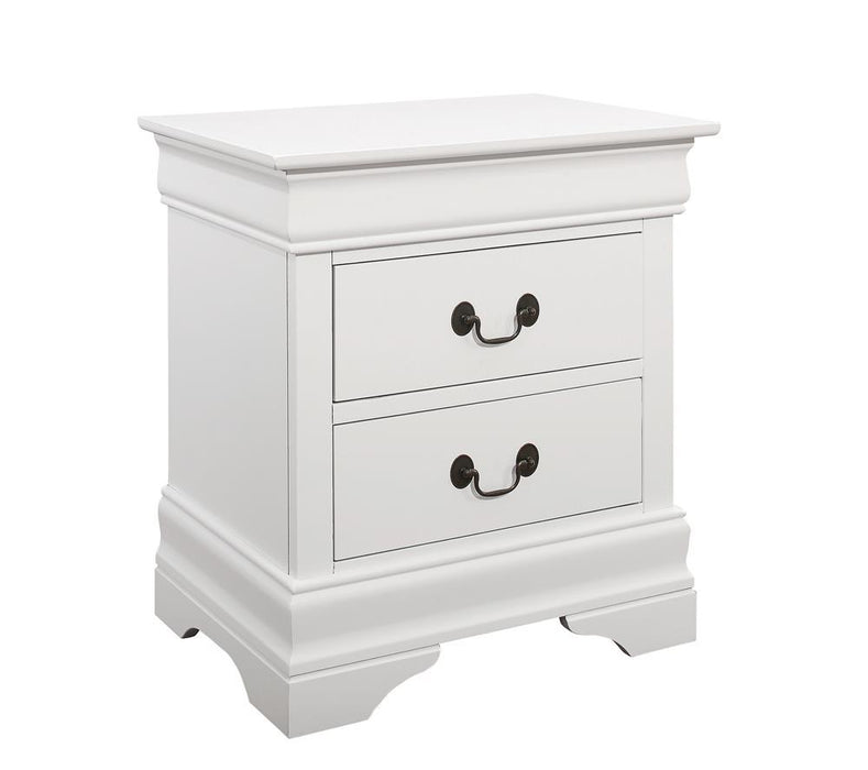 Louis Philippe White Two Drawer Nightstand