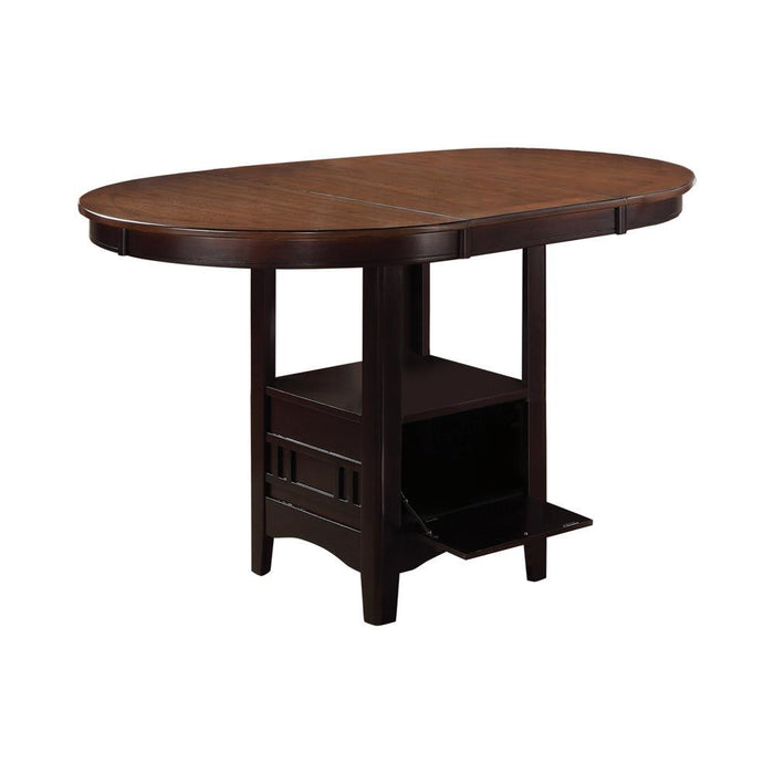 Lavon Oval Counter Height Table Light Chestnut and Espresso