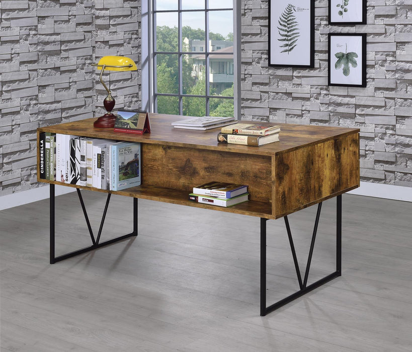 Analiese 4-drawer Writing Desk Antique Nutmeg - Gibson McDonald Furniture & Mattress 
