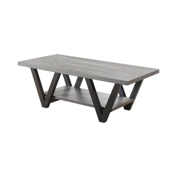 Stevens V-shaped Coffee Table Black and Antique Grey
