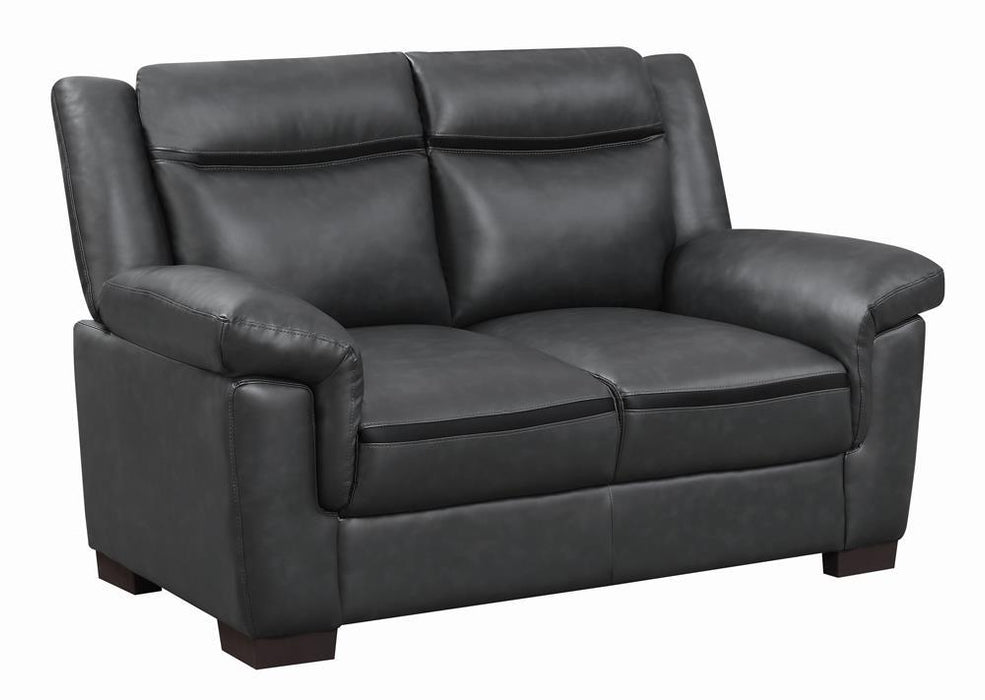 Arabella Pillow Top Upholstered Loveseat Grey - Gibson McDonald Furniture & Mattress 