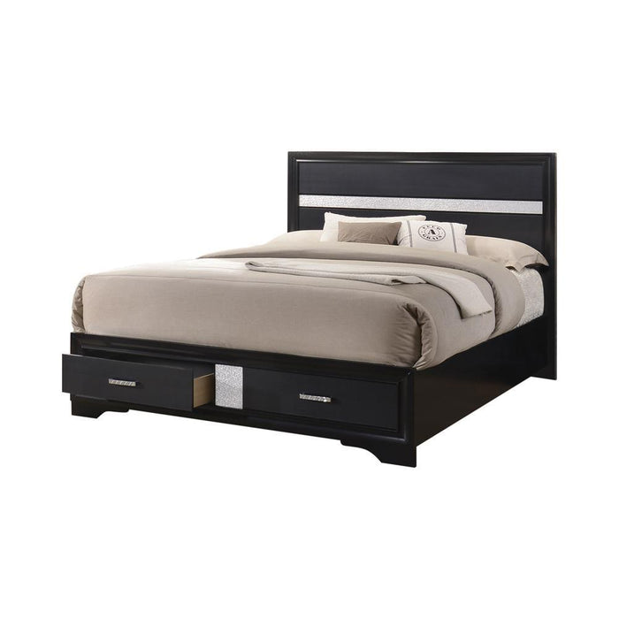 Miranda California King 2-drawer Storage Bed Black