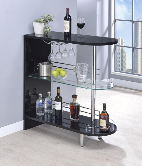 G101063 Contemporary Glossy Black Bar Table