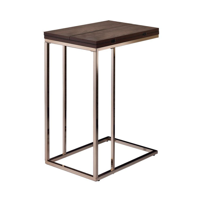 Pedro Expandable Top Accent Table Chestnut and Chrome