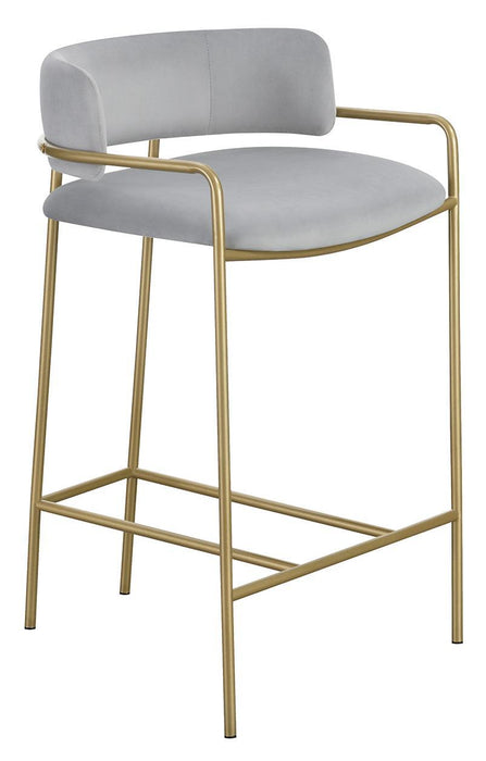 Comstock Upholstered Low Back Stool Grey and Gold - Gibson McDonald Furniture & Mattress 