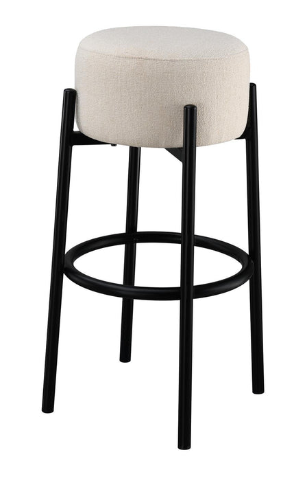 Leonard Upholstered Backless Round Stools White and Black (Set of 2) - Gibson McDonald Furniture & Mattress 