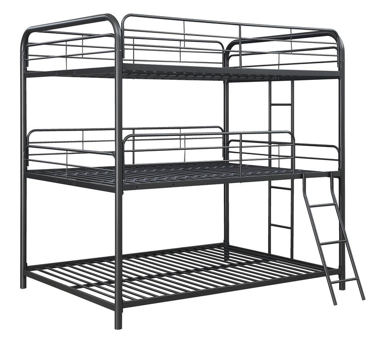 Garner Triple Full Bunk Bed with Ladder Gunmetal - Gibson McDonald Furniture & Mattress 