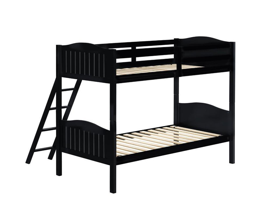 Arlo Twin Over Twin Bunk Bed with Ladder Black