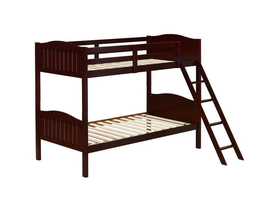 Arlo Twin Over Twin Bunk Bed with Ladder Espresso - Gibson McDonald Furniture & Mattress 