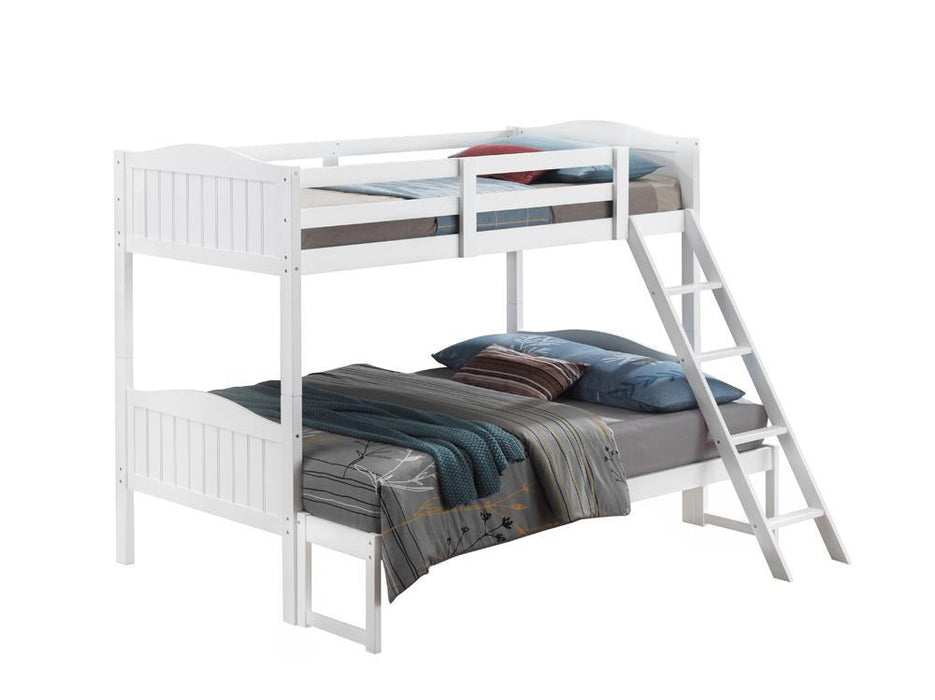 Arlo Twin Over Full Bunk Bed with Ladder White - Gibson McDonald Furniture & Mattress 