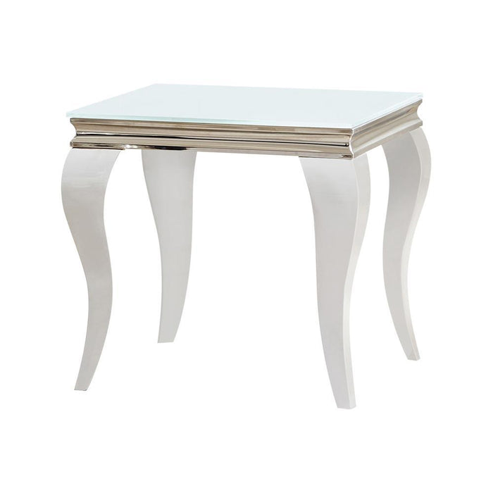 Luna Square End Table White and Chrome - Gibson McDonald Furniture & Mattress 