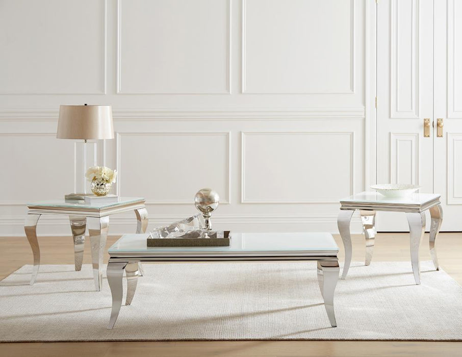 Luna Rectangle Coffee Table White and Chrome - Gibson McDonald Furniture & Mattress 