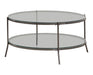 Laurie Glass Top Round Coffee Table Black Nickel and Clear - Gibson McDonald Furniture & Mattress 