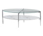 Cadee Round Glass Top Coffee Table White and Chrome - Gibson McDonald Furniture & Mattress 