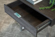 Baines Square 1-drawer End Table Dark Charcoal and Chrome - Gibson McDonald Furniture & Mattress 