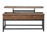 Byers Black Coffee Table with Hidden Storage Brown Oak and Sandy Black - Gibson McDonald Furniture & Mattress 