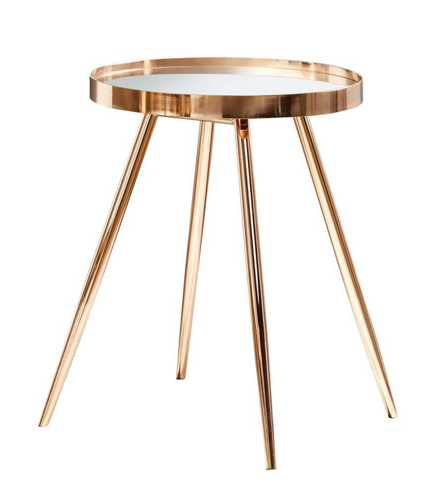 Kaelyn Round Mirror Top End Table Gold - Gibson McDonald Furniture & Mattress 