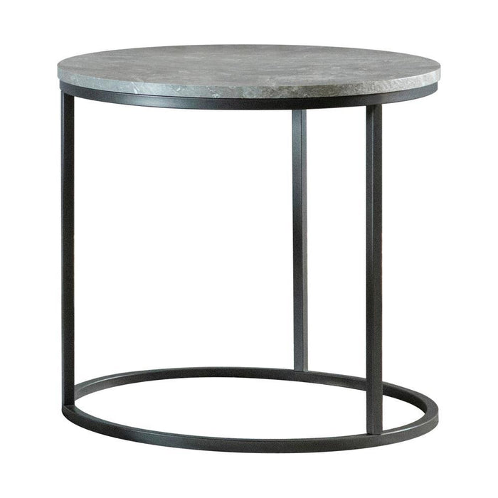 Lainey Faux Marble Round Top End Table Grey and Gunmetal - Gibson McDonald Furniture & Mattress 