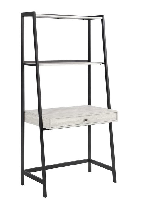 Pinckard 1-drawer Ladder Desk Grey Stone and Black - Gibson McDonald Furniture & Mattress 