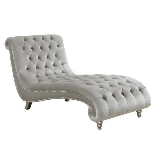 Lydia Tufted Cushion Chaise with Nailhead Trim Grey - Gibson McDonald Furniture & Mattress 