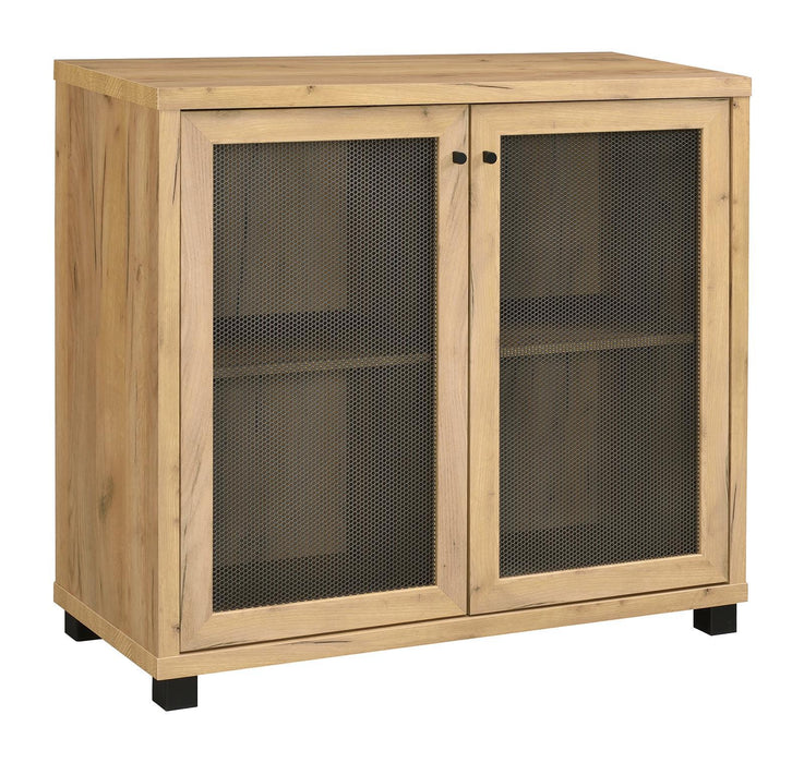 Mchale Accent Cabinet with Two Mesh Doors Golden Oak - Gibson McDonald Furniture & Mattress 