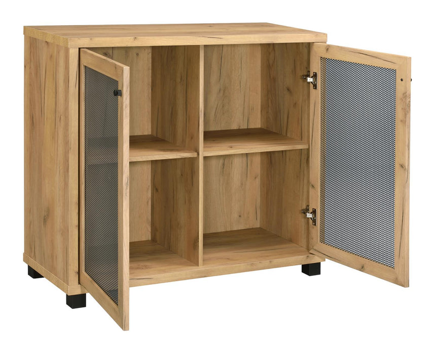 Mchale Accent Cabinet with Two Mesh Doors Golden Oak - Gibson McDonald Furniture & Mattress 