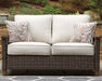 Paradise Trail Outdoor Loveseat, Lounge Chairs and Fire Pit Table - Gibson McDonald Furniture & Mattress 