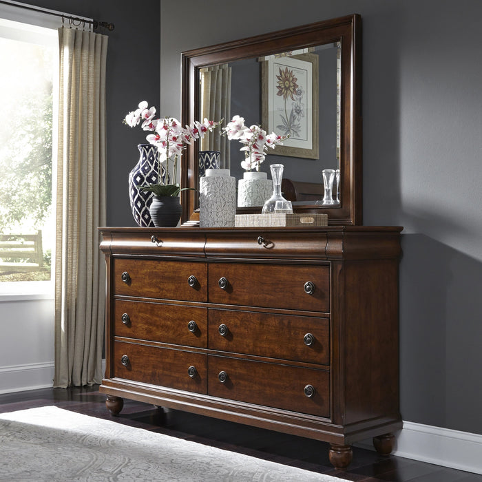 Rustic Traditions Sleigh Bed, Dresser & Mirror image