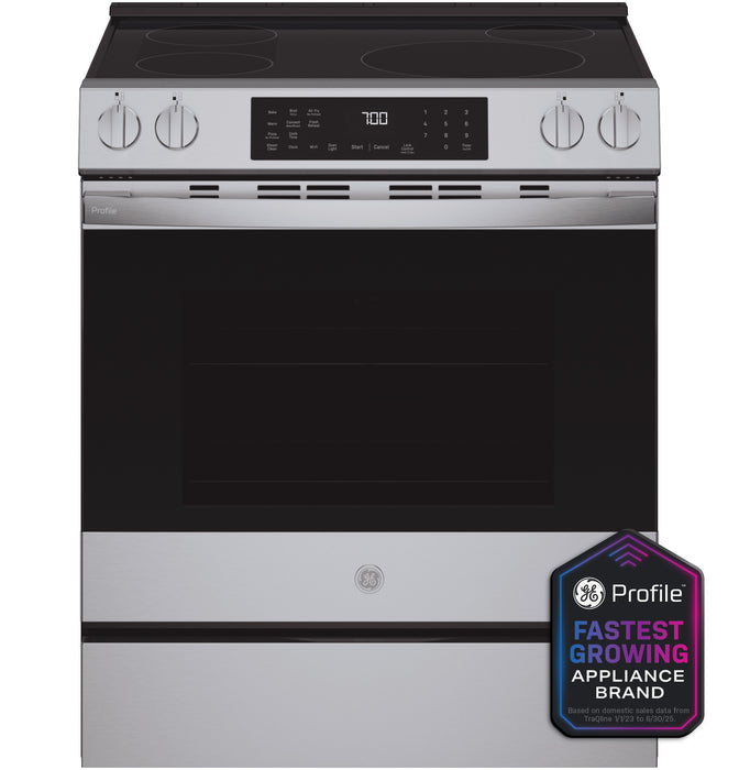 GE Profileª ENERGY STAR¨ 30" Smart Slide-In Induction and Convection Range with No Preheat Air Fry and EasyWashª Oven Tray