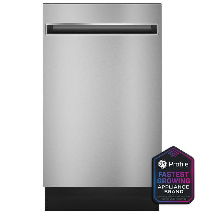 GE Profileª ENERGY STAR¨ 18" ADA Compliant Stainless Steel Interior Dishwasher with Sanitize Cycle