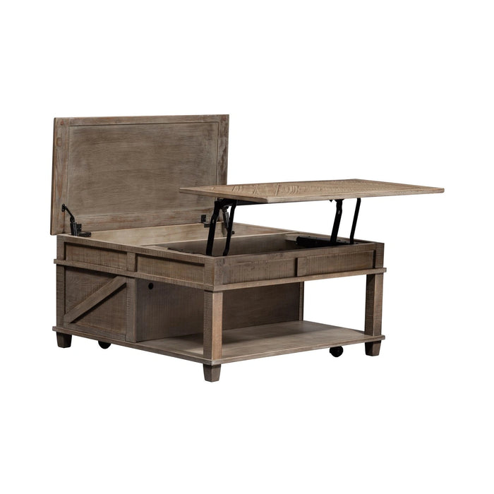 Parkland Falls Square Lift Top Cocktail Table in Weathered Taupe image