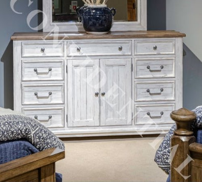 Liberty Furniture River Place 9 Drawer Dresser in Riverstone White and Tobacco image
