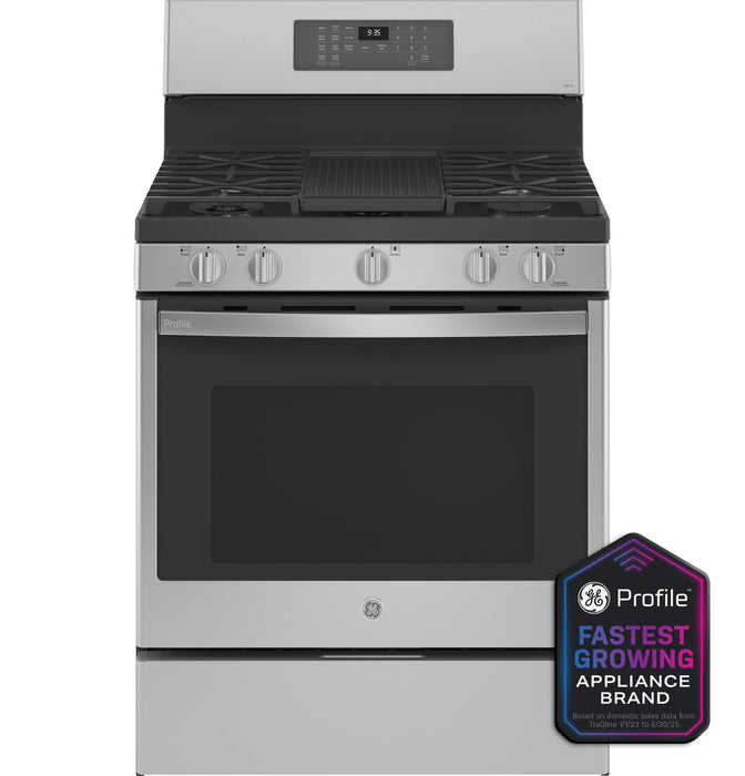GE Profileª Smart 30" Free-Standing Self Clean Gas Fingerprint Resistant Range with No Preheat Air Fry