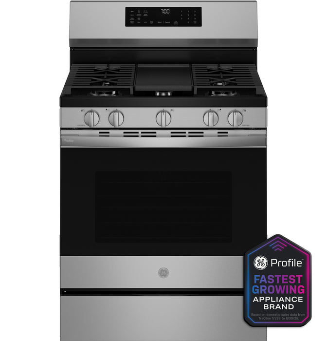 GE Profileª 30Ó Smart Free-Standing Gas Convection Range with No Preheat Air Fry and EasyWashª Oven Tray
